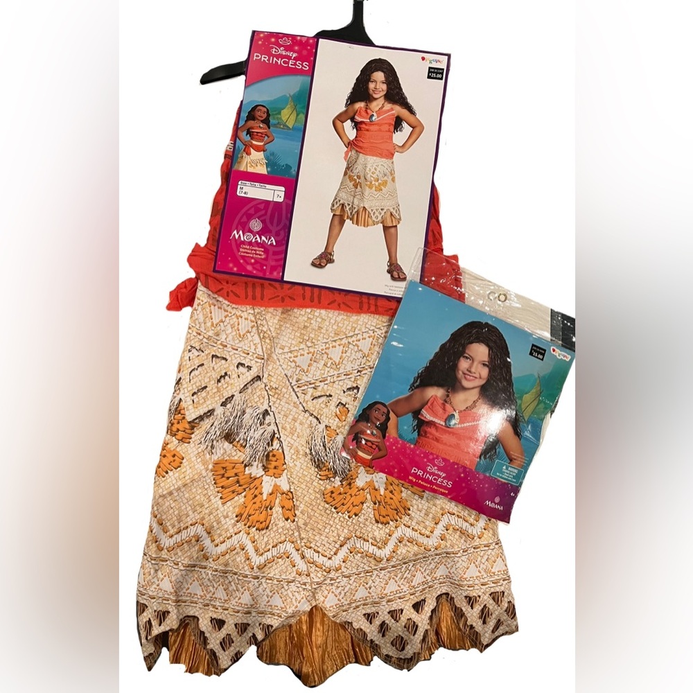 NWT Moana Costume with Wig size M(7/8)